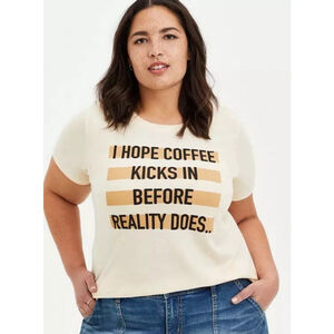 Torrid Everyday Tee Signature Jersey Coffee Reality Beige Womens Plus Size 1X
